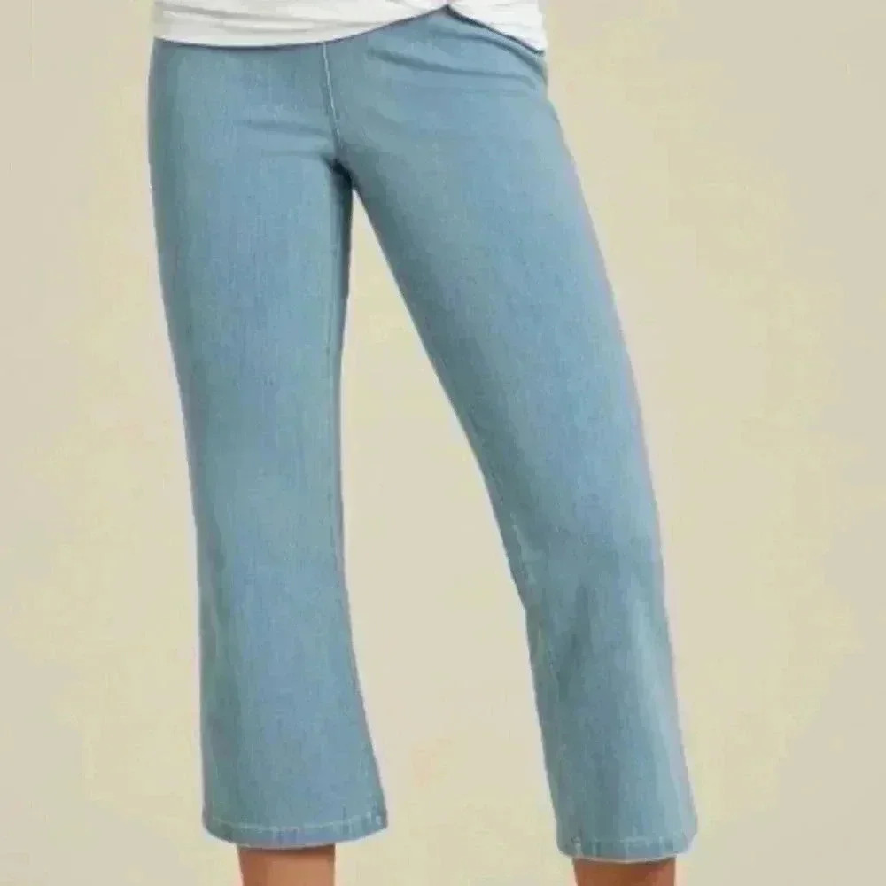 Peach: Stretch Denim Cropped Flare